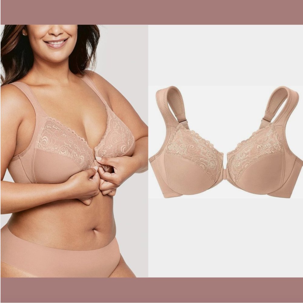 NEW $59 Glamorise [ 36B ] WonderWire Front-Closure‎ Bra in Cappuccino #6065